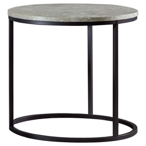 Lainey - Round Faux Marble Side End Table Dark Gray