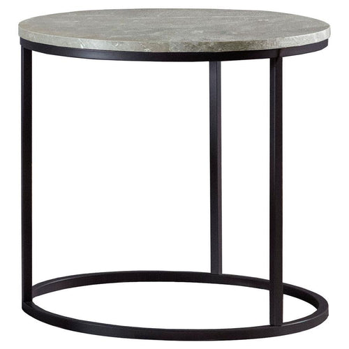 Lainey - Round Faux Marble Side End Table Dark Gray