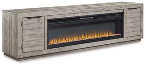 Naydell - 92" TV Stand with Wide Fireplace Insert - Gray