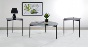 Rosalie - Round Coffee And End Table Set Gray 3 Pc. Coffee Table, 2 End Tables