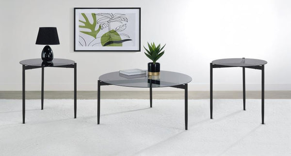 Rosalie - Round Coffee And End Table Set Gray 3 Pc. Coffee Table, 2 End Tables