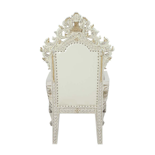 Adara - Arm Chair (Set of 2) - Pearl White Synthetic Leather & Antique White