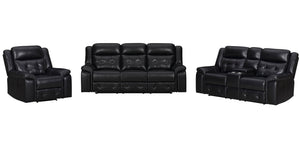 Clayton - Sofa Set Black 3 Pc. Sofa, Loveseat, Recliner