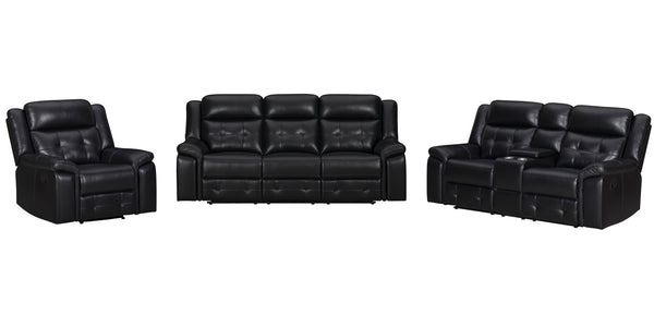 Clayton - Sofa Set Black 3 Pc. Sofa, Loveseat, Recliner