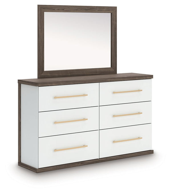 Kendanport - Six Drawer Dresser White Dresser & Mirror