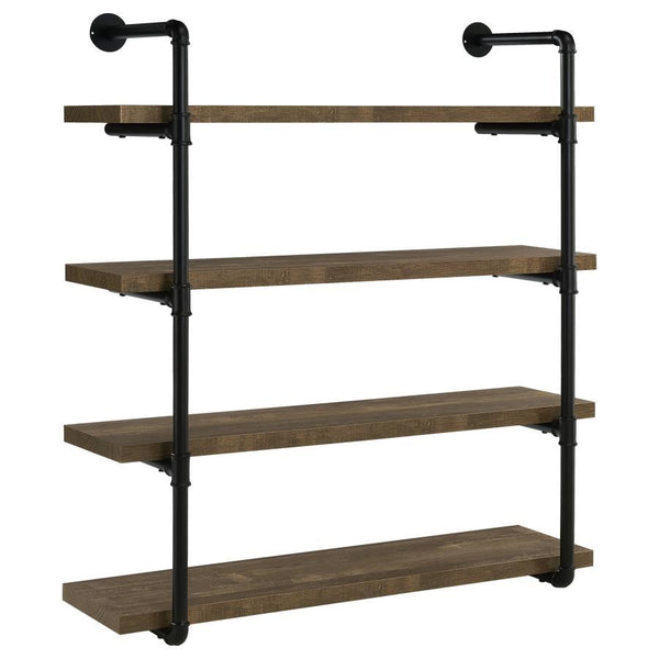 Elmcrest - 4-Shelf Wall Bookshelf Dark Brown 40"W x 12"D x 46"H