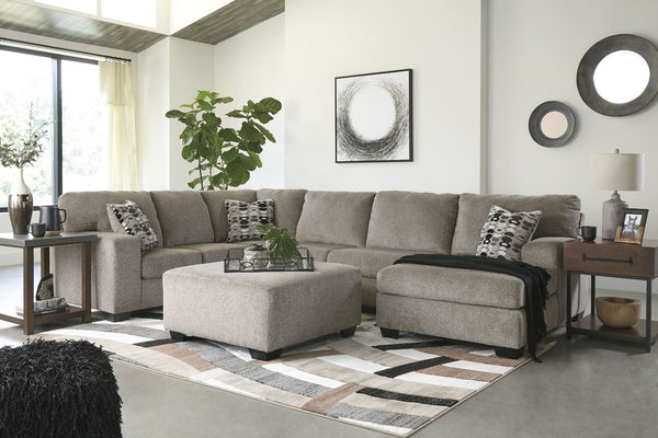 Ballinasloe - Sectional Pearl Silver 3 Pc. Right Arm Facing Chaise Sectional