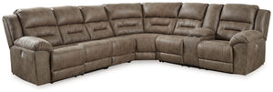 Ravenel - Power Reclining Sectional Pearl Silver 4 Pc. Power Reclining Sectional With Right Arm Facing Power Reclining Loveseat With Console
