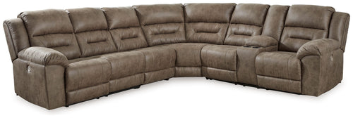 Ravenel - Power Reclining Sectional Pearl Silver 4 Pc. Power Reclining Sectional With Right Arm Facing Power Reclining Loveseat With Console