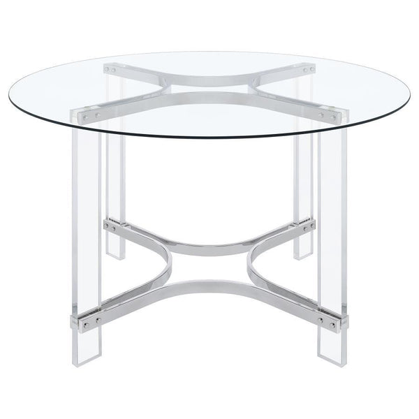 Keeling - Round Glass Top Acrylic Dining Table - Chrome