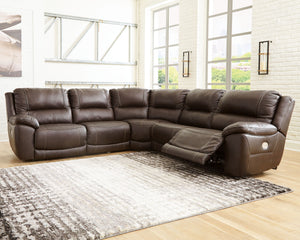 Dunleith - Power Reclining Sectional Dark Brown 5 Pc. Power Reclining Sectional With 2 Armless Chairs