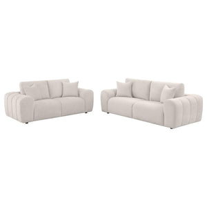 Burnett - Chenille Upholstered Sofa Set Beige 2 Pc. Sofa, Loveseat