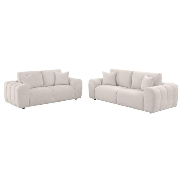 Burnett - Chenille Upholstered Sofa Set Beige 2 Pc. Sofa, Loveseat