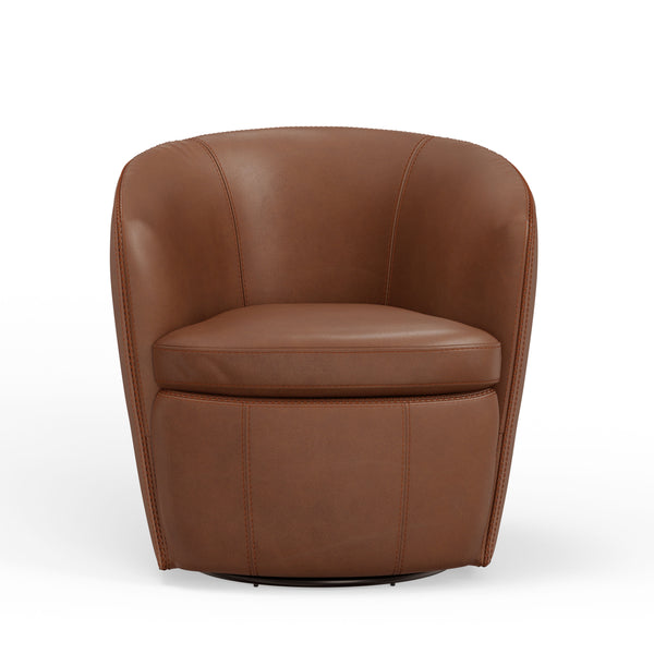 Barolo - 100% Italian Leather Swivel Club Chair (Set of 2)