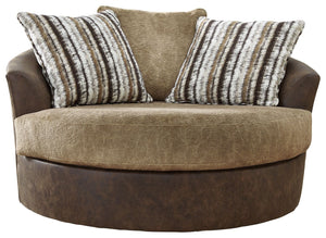 Alesbury - Chocolate - Oversized Swivel Accent Chair