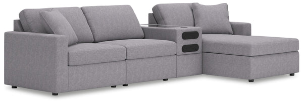 Modmax - Granite - Sectional Gray 4 Pc. Sectional With Raf Corner Chaise And Audio Console
