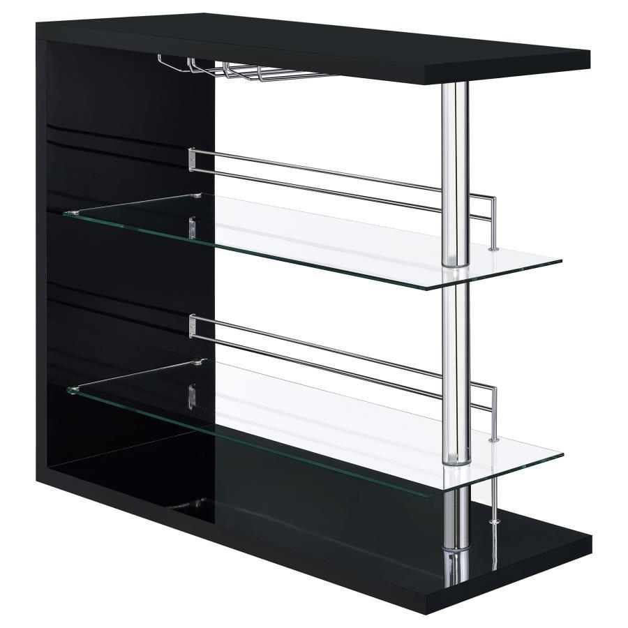 Prescott - Rectangular 2-Shelf Bar Unit Black