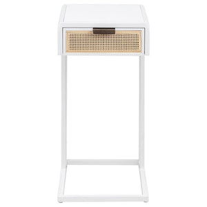 Amherst - 1-Drawer Radio Weave Cane Metal Side Table