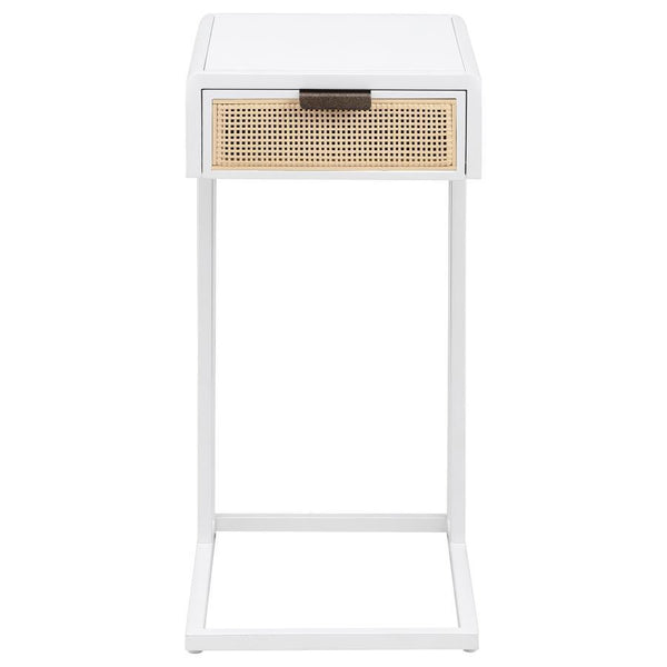 Amherst - 1-Drawer Radio Weave Cane Metal Side Table