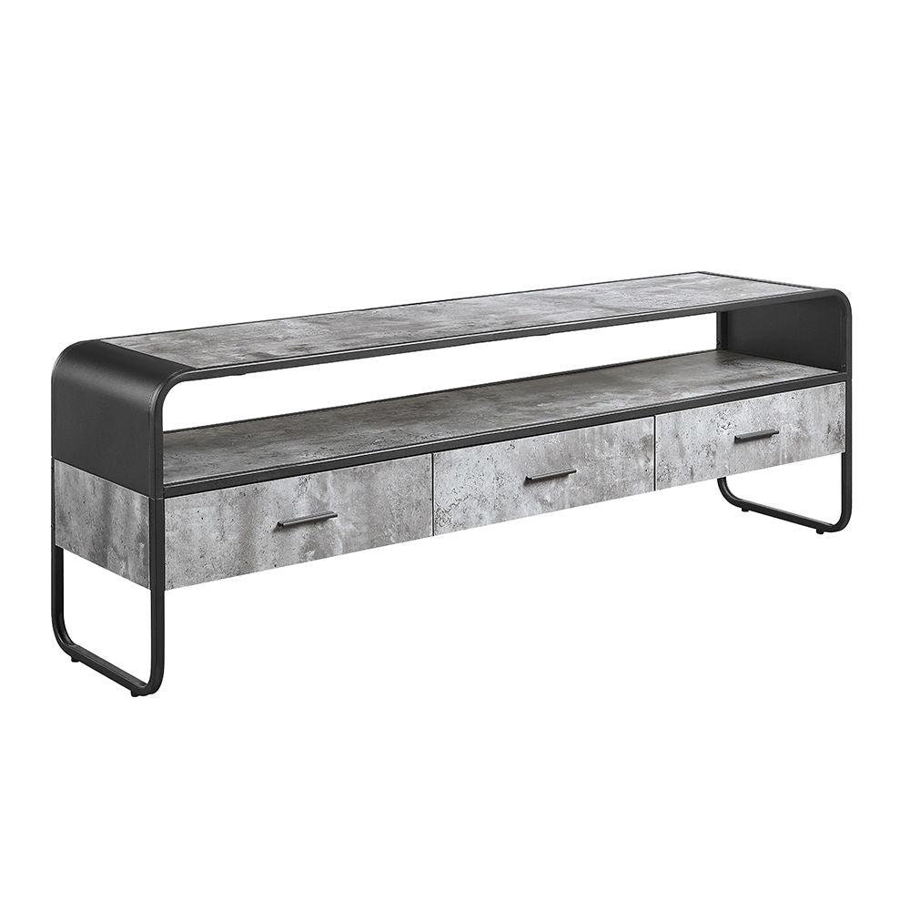 Raziela - TV Stand Black 3 Drawers