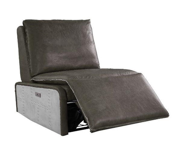 Metier - Power Motion Recliner - Gray Top Grain Leather & Aluminum