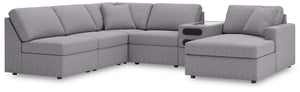 Modmax - Granite - Sectional Gray 6 Pc. Sectional With Raf Corner Chaise And Audio Console
