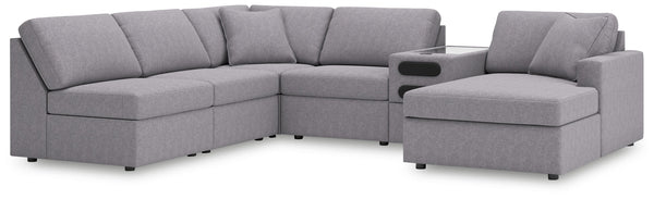 Modmax - Granite - Sectional Gray 6 Pc. Sectional With Raf Corner Chaise And Audio Console