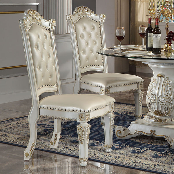 Vendome - Synthetic Leather Side Chair (Set of 2) - Antique Pearl