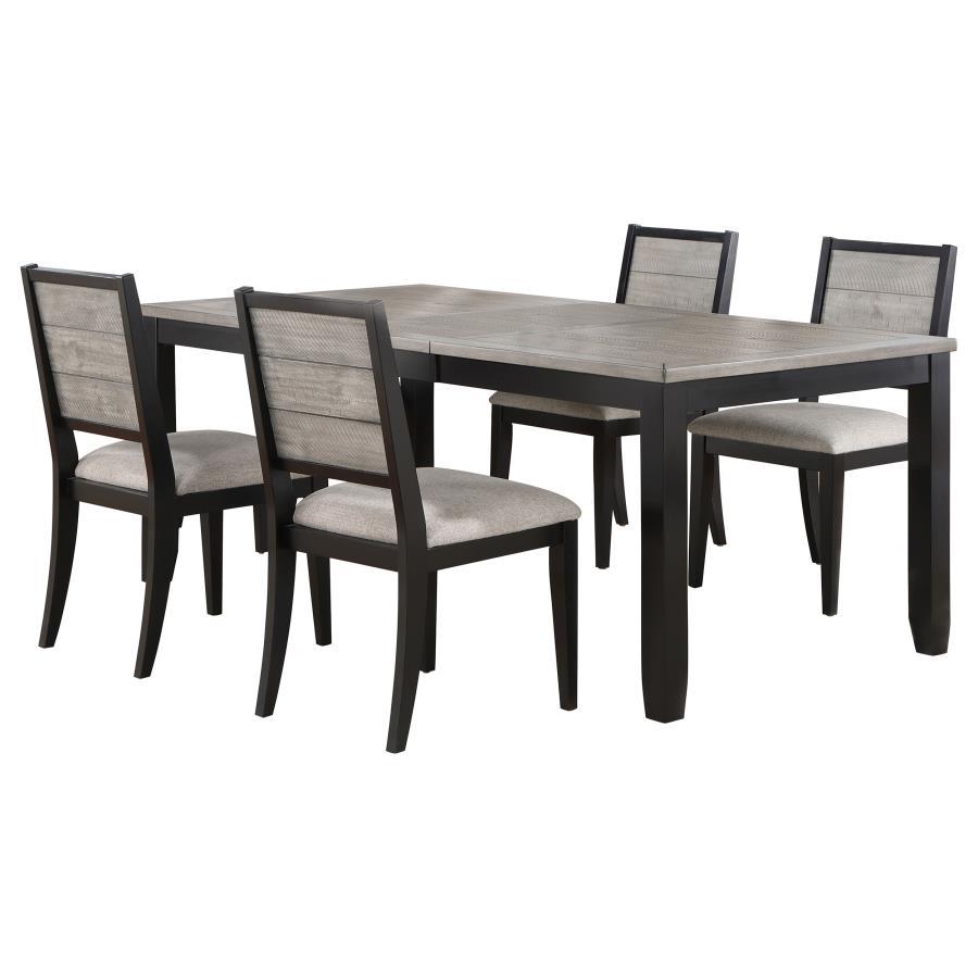 Elodie - Rectangular Extension Leaf Dining Set Gray 5 Pc. Table, 4 Chairs