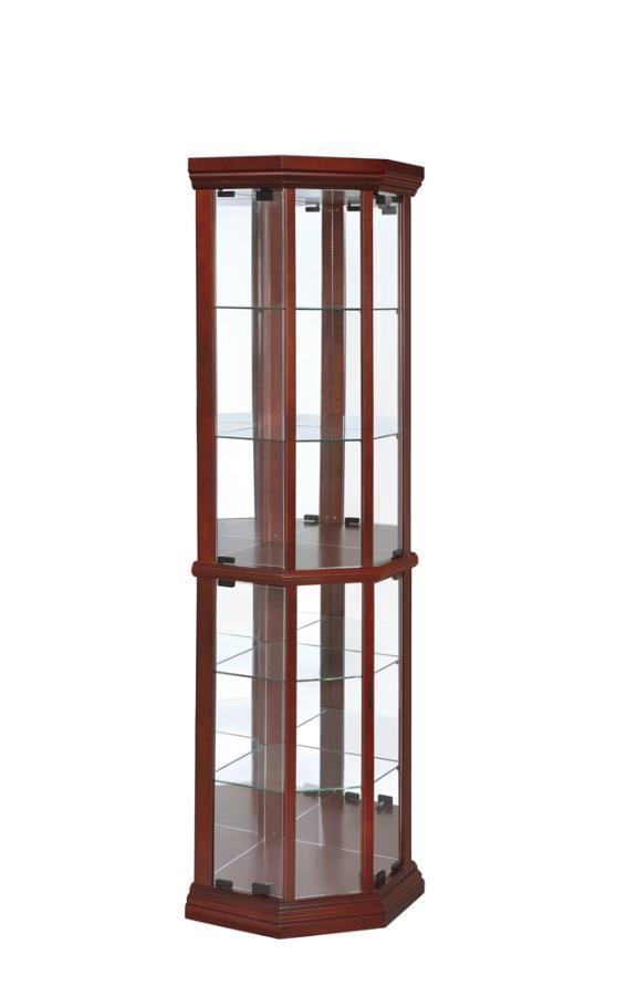 Appledale - 6-Shelf Corner Curio Display Cabinet - Medium Brown