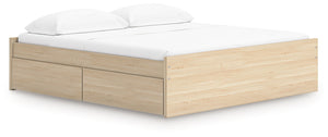 Onita - Platform Bed Light Brown King 2 Side Storage
