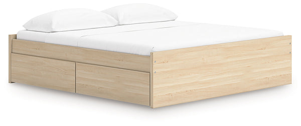 Onita - Platform Bed Light Brown King 2 Side Storage