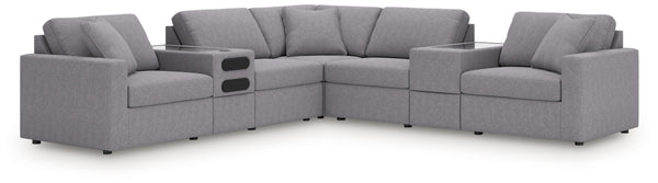 Modmax - Granite - Sectional Gray 7 Pc. Sectional With Audio And Storage Consoles