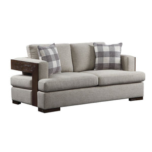 Niamey - Loveseat With 2 Pillows - Fabric & Walnut