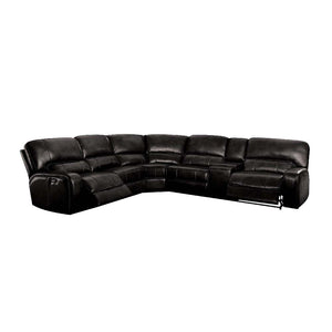Saul - Power Motion Sectional Sofa - Black Leather-Aire