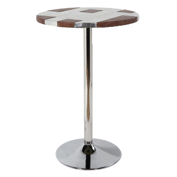 Brancaster - Bar Table - Retro Brown Top Grain Leather & Aluminum