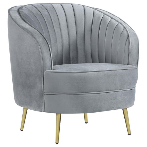 Sophia - Upholstered Channel Tufted Barrel Accent Chair Dark Gray