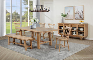 Middleton - Extension Leaf Dining Set Light Brown 6 Pc. Table, 4 Chairs, Bench