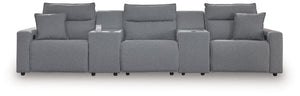 ModMax II - Salt And Pepper - Reclining Sectional Gray 5 Pc. Power Reclining Sectional With 2 Storage Consoles
