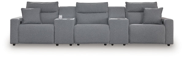 ModMax II - Salt And Pepper - Reclining Sectional Gray 5 Pc. Power Reclining Sectional With 2 Storage Consoles