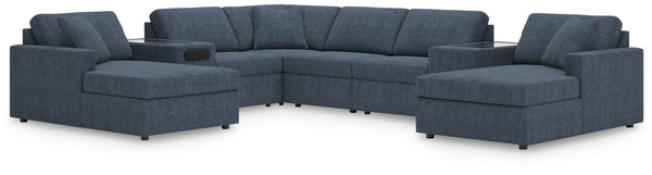 Modmax - Ink - Sectional Blue 8 Pc. Double Chaise Sectional With Audio And Storage Consoles