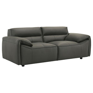 Buxton - Top Grain Leather Upholstered Loveseat Dark Gray