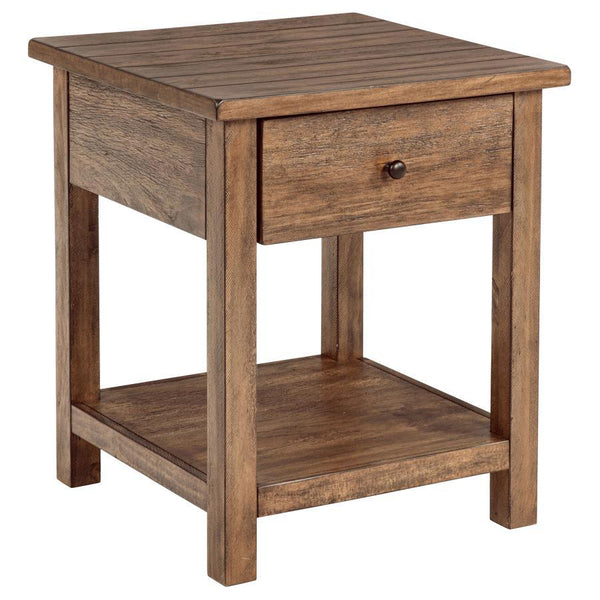 Payne - 1 Drawers Wood End Table with Shelf Light Brown