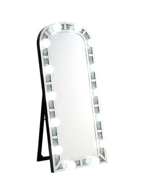 Noralie - Floor Mirror - Mirrored & Faux Diamonds