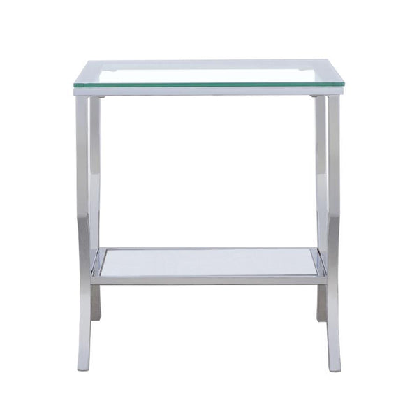 Saide - Square Glass Top Side End Table - Chrome