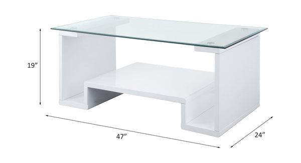 Nevaeh - Coffee Table - Clear Glass Top & White High Gloss