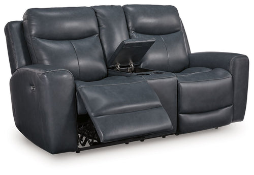 Next Move - Power Reclining Loveseat With Console / Adjustable Headrest Blue
