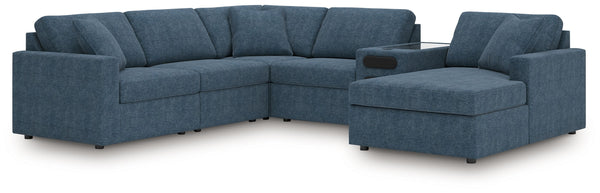 Modmax - Ink - Sectional Blue 6 Pc. Sectional With Audio System, Raf Corner Chaise