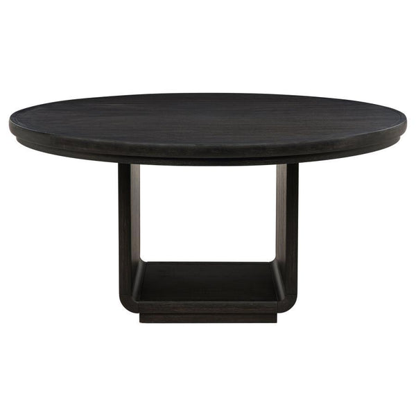 Leandro - 60" Round Dining Table - Burnished Black