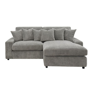 Tavia - Reversible Sectional Sofa With 6 Pillows - Gray Corduroy